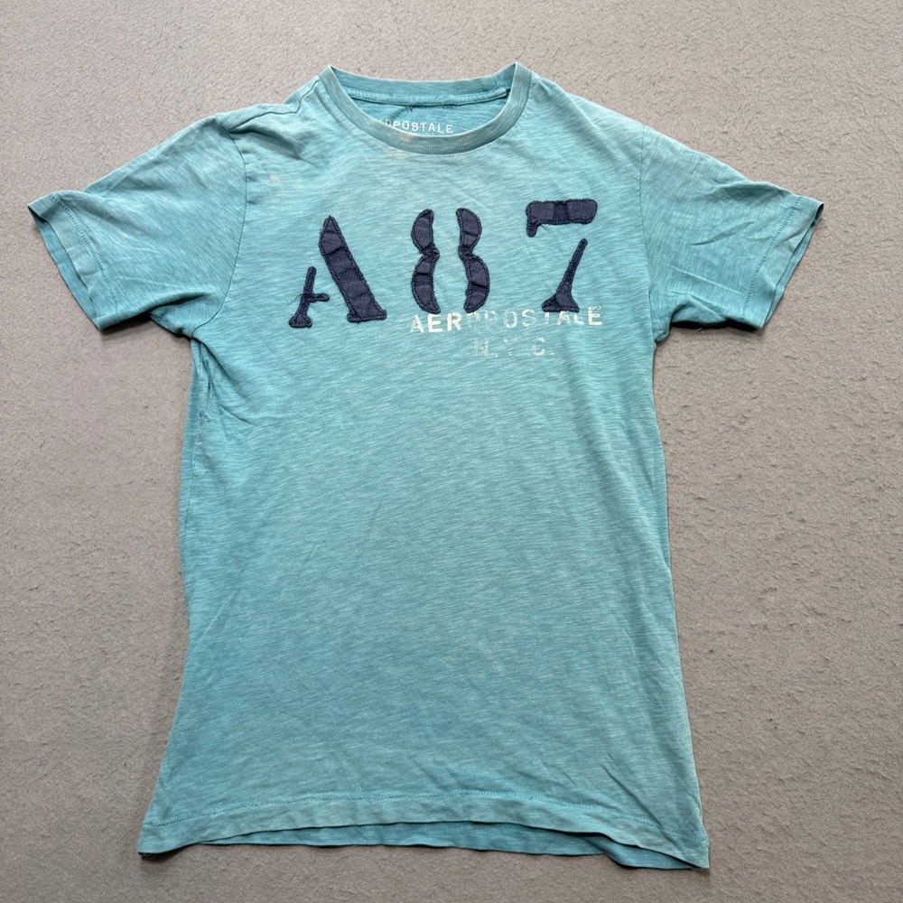 Aeropostale A87 T-Shirt Women's XS Teal Applique Short Sleeve Graphic Streetwear